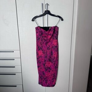 Michael Kors Strapless Pink and Black Dress